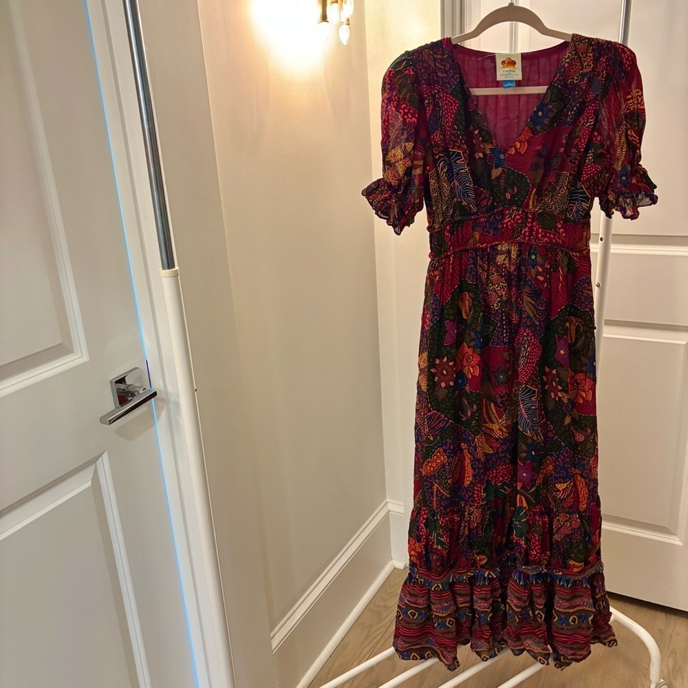Anthropologie X Farm Rio Mixed Print Tiered Maxi Dress | XS | Boho Floral - Picture 3 of 4